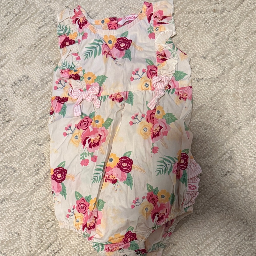 Ruffle Butts Pink Floral Baby Outfit